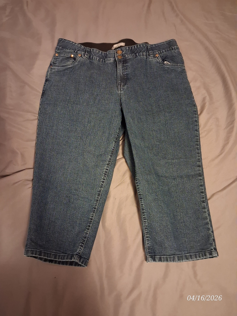 Woman Within Classic Blue Denim Capri Jeans